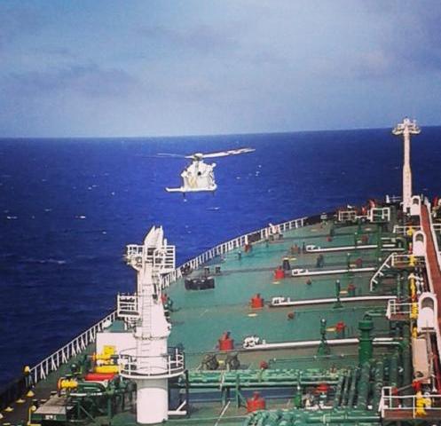 Helicopter operations over a tanker cargo deck